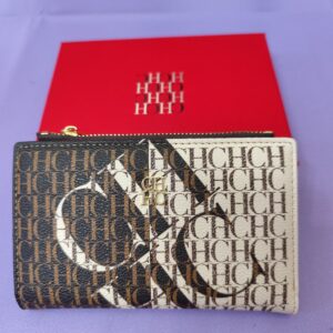 Cartera CH grande, marrón/blanco letras