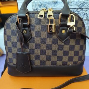 Bolsos LV, alma mediano, cuadritos marrón