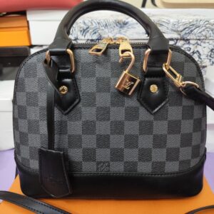 Bolsos LV, alma mediano, cuadritos negro