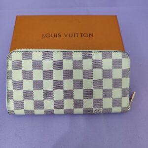 Cartera LV grande, cuadritos blanco