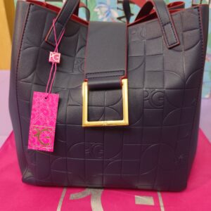 Bolsos PG, alta calidad, grande azul marino. Interior burdeos.