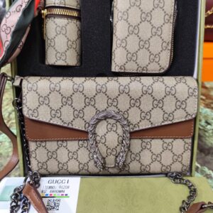 Bolsos GG, alta calidad, estampado clásico/marrón. Incluye 3 piezas ( bolso, monedero, llavero )y trae 2 asas.
