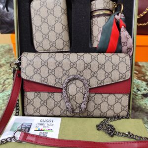 Bolsos GG, alta calidad, estampado clásico/rojo. Incluye 3 piezas ( bolso, monedero, llavero )y trae 2 asas.