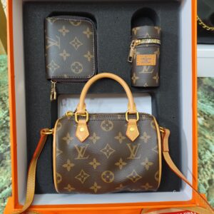 Bolsos LV, alta calidad,speedy nano 16cm, marrón clasico. lncluye 3 piezas (bolso, llavero y cartera).