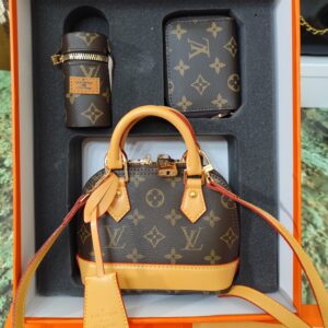 Bolsos LV, alta calidad,alma nano 18cm, marrón clasico. lncluye 3 piezas (bolso, llavero y cartera).
